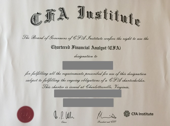 CFA　certificate